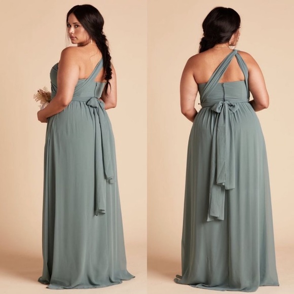 New NWT Birdy Grey “Grace” Convertible Chiffon Gown Maxi Dress Sea Glass Green - Picture 2 of 13